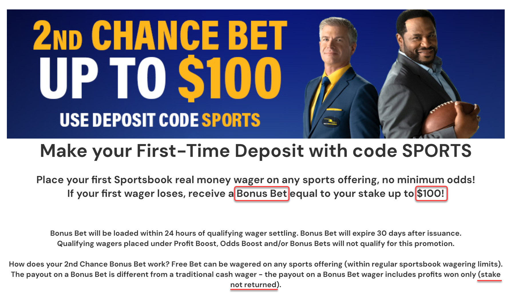 BetRivers $100 Risk Free Bet Sign-up Offer