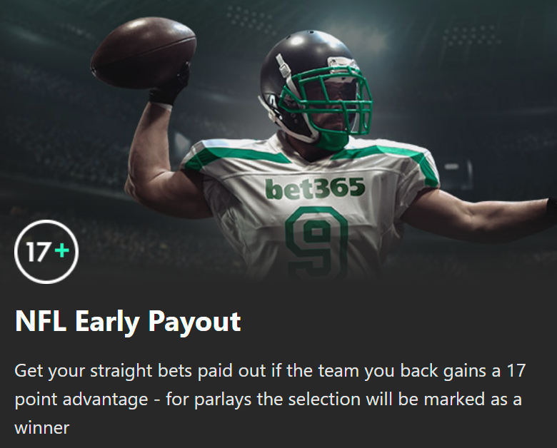 Screenshot of the Bet365 NFL Early Payout Promotion
