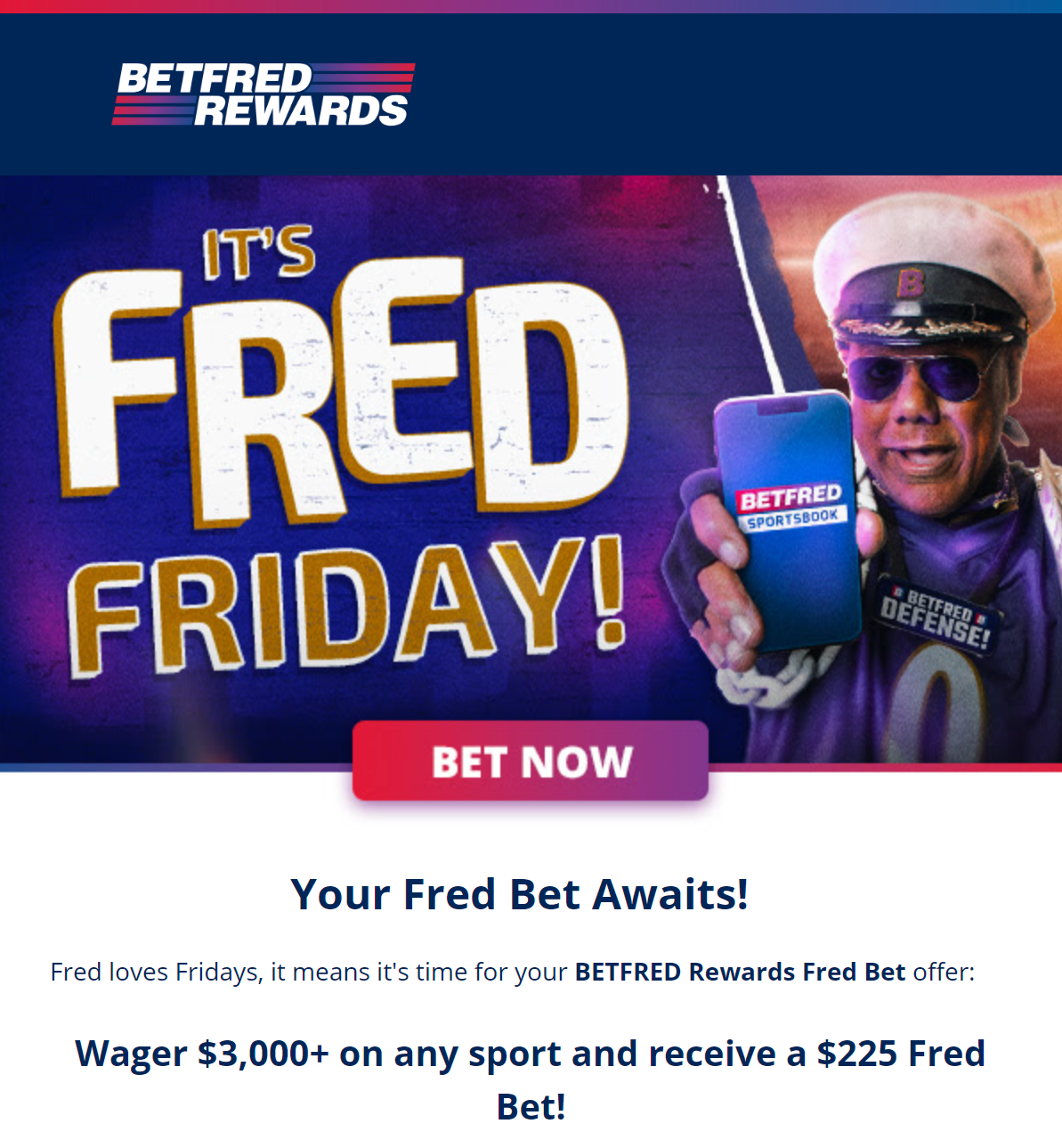 Screenshot of Betfred's weekly Fred Friday promotion