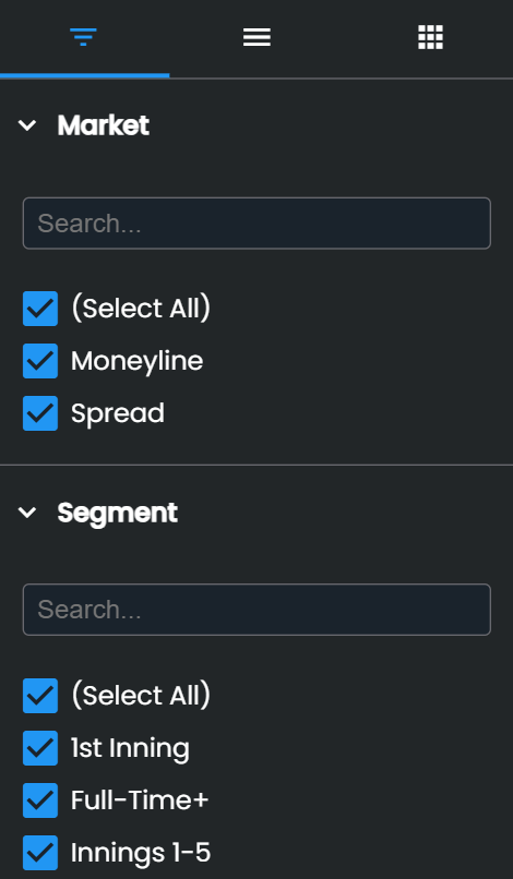 Example of Browse Odds Filtering