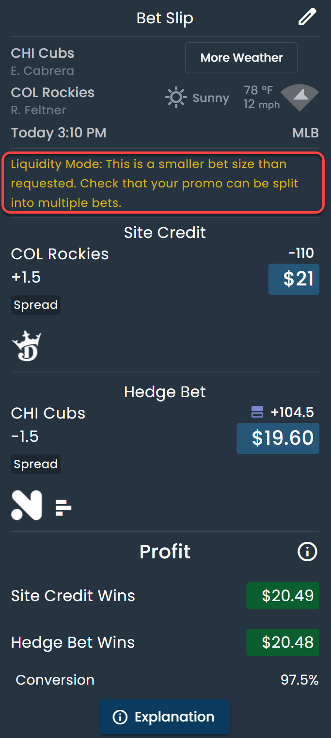 Smaller bet warning on DarkHorse Odds